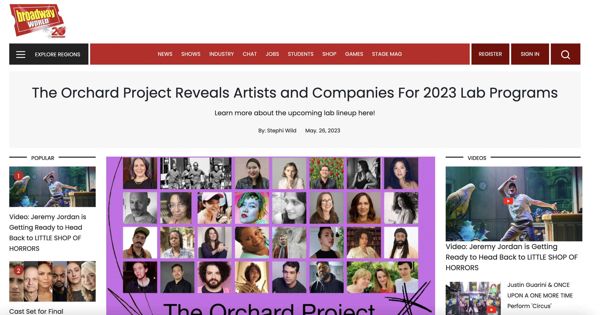 Broadway World - Orchard Project 2023